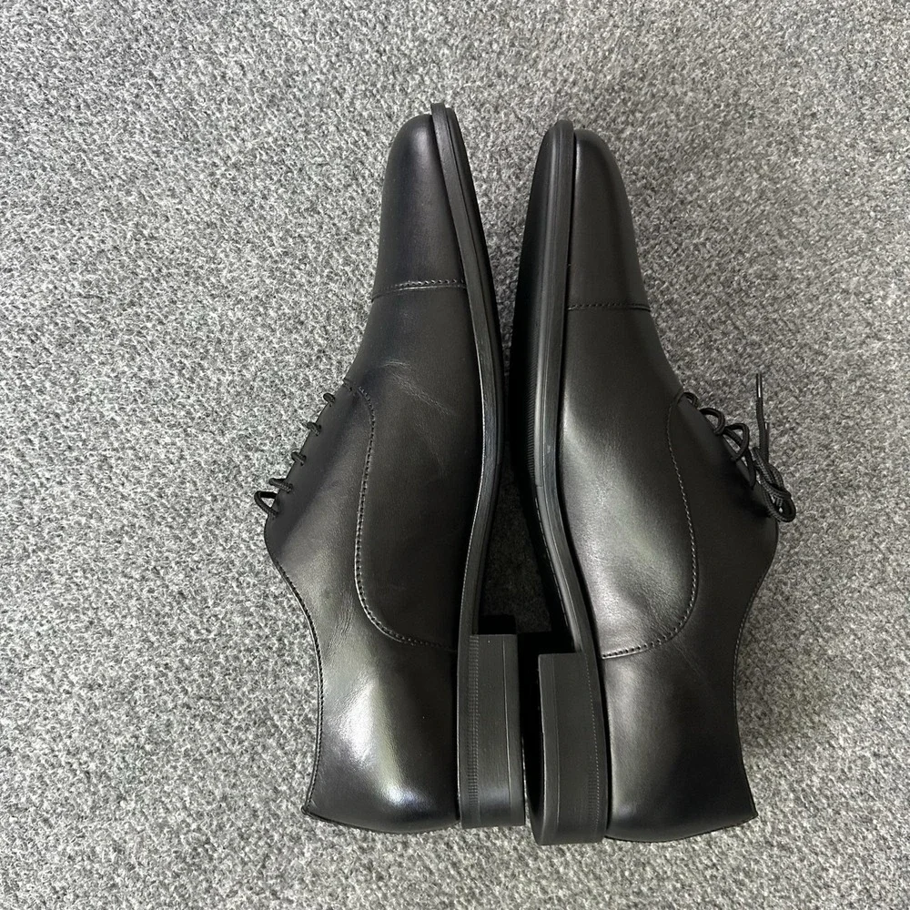 HUGO BOSS Shoes Mens 9.5 Black Leather Cap Toe Oxford Dress Classic Lace Up